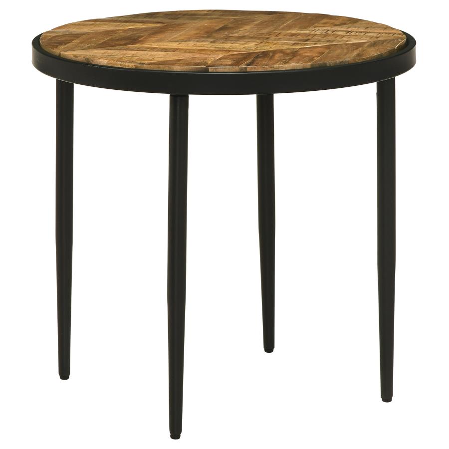 (image for) Hayden Round Wood Top Side Table Natural Mango and Black