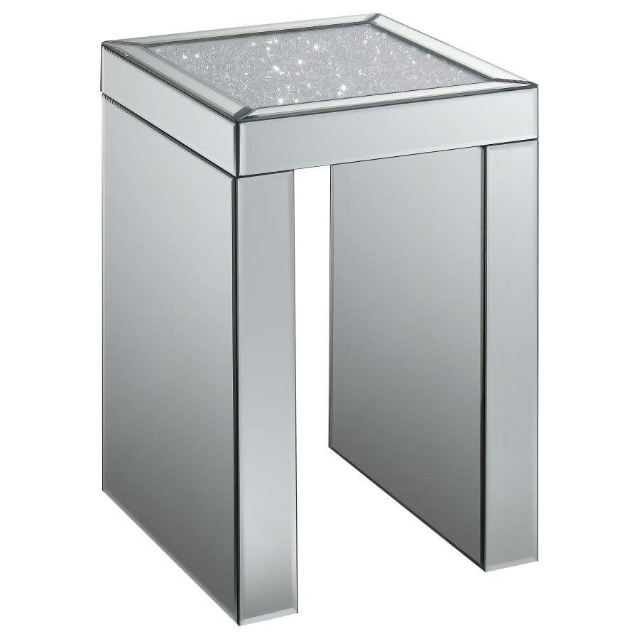 (image for) Audrey Square Mirrored Chair End Side Table Silver