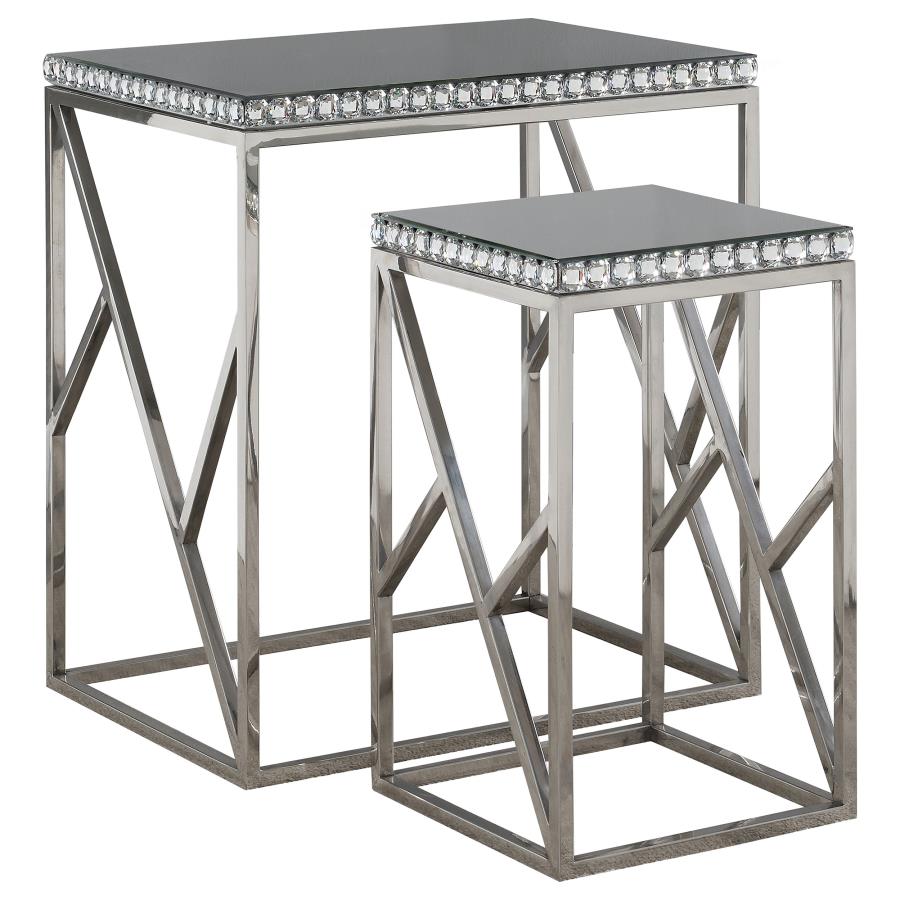 (image for) Betsy 2-piece Mirrored Stainless Steel Nesting Tables Silver