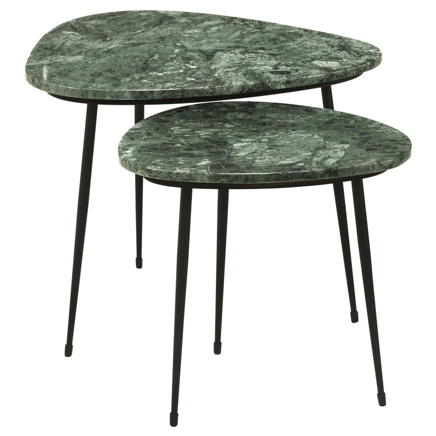 (image for) Tobias 2-piece Triangular Marble Top Nesting Table Green