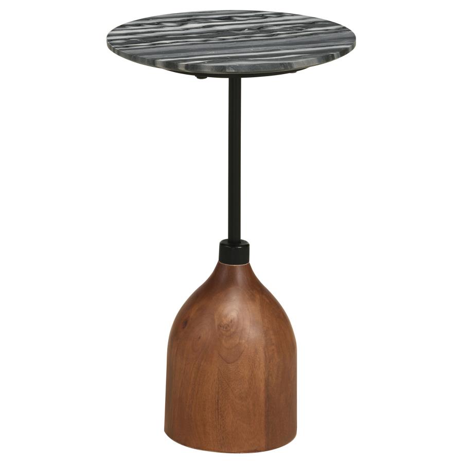 (image for) Ophelia Round Marble Top Accent Side Table Black