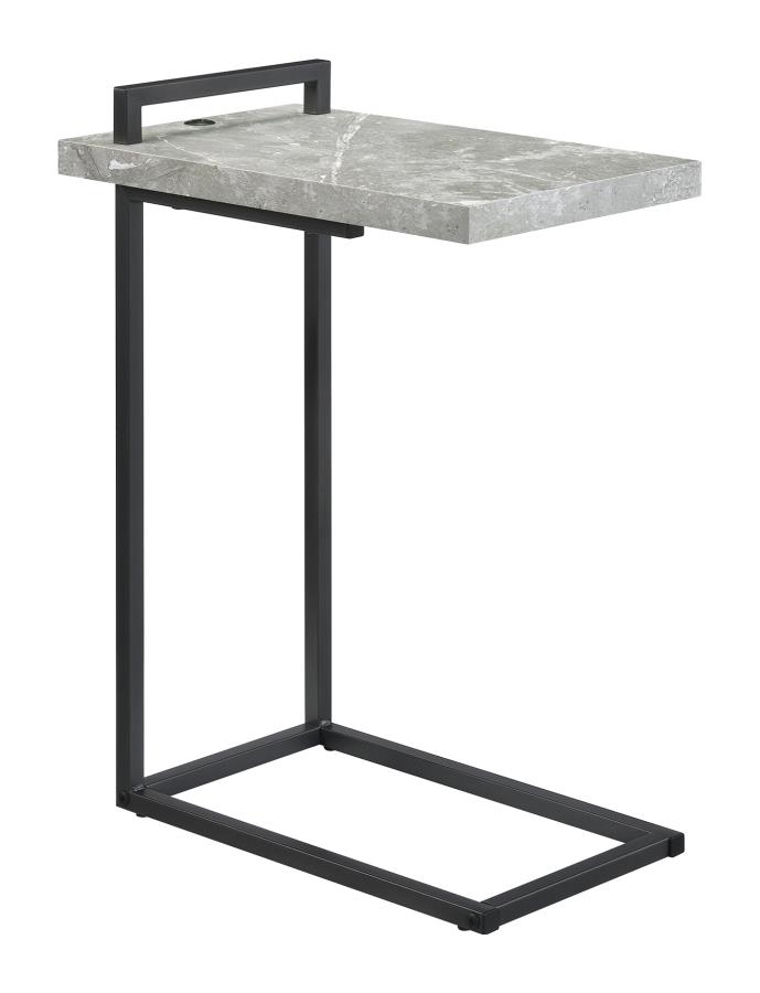 (image for) Maxwell C-shaped Side Table USB Charging Grey Faux Marble