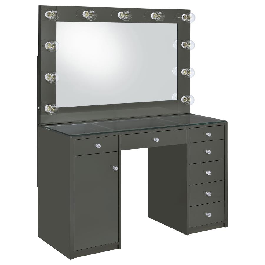 (image for) Acena 7-drawer Vanity Set with Lighting Grey High Gloss