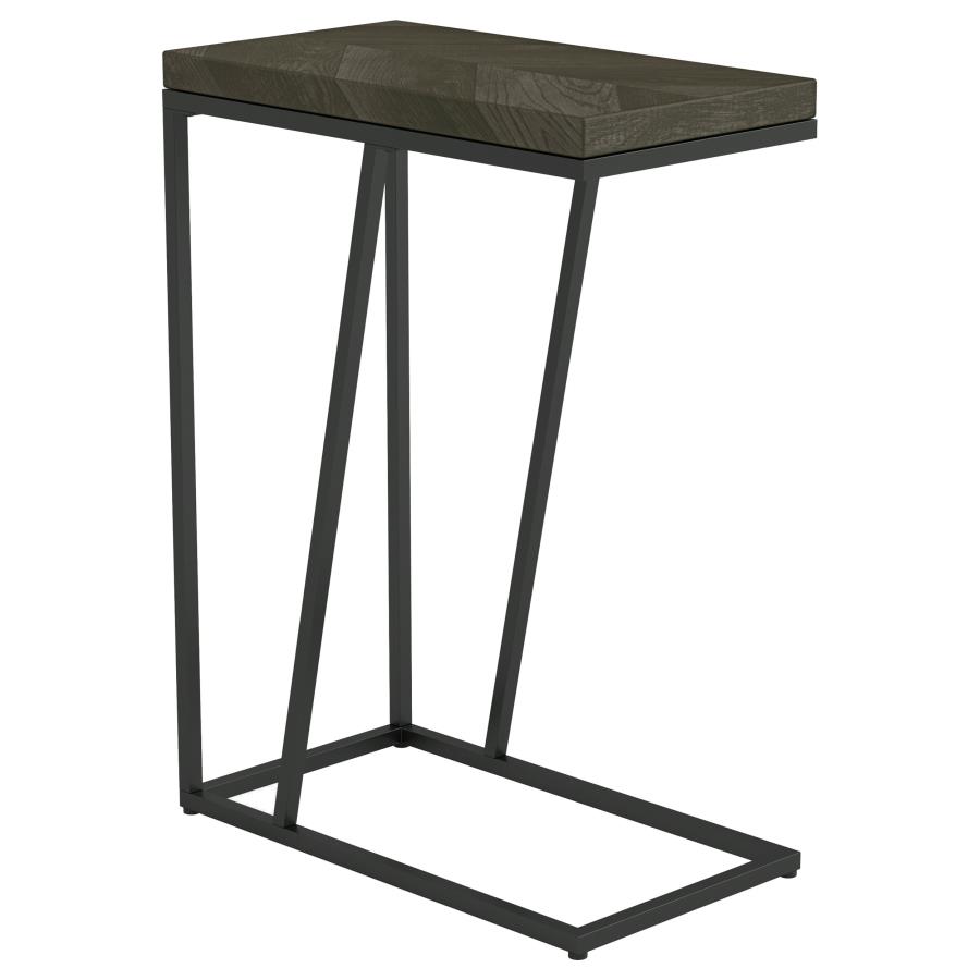 (image for) Sergio Engineered Wood C-Shaped Sofa Side Table Rustic Grey