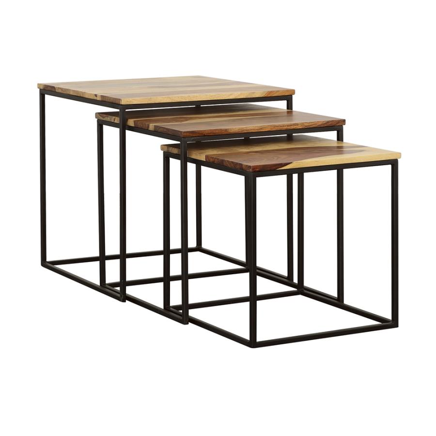 (image for) Belcourt 3-piece Square Nesting Tables Natural and Black