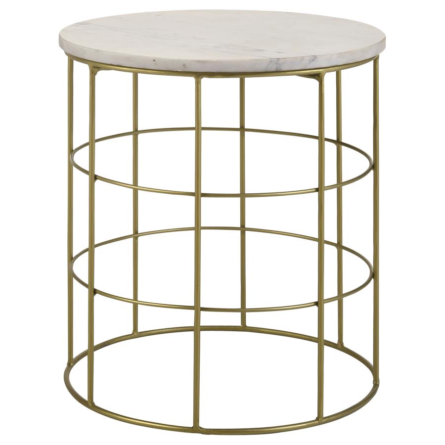 (image for) Heloisa Round Accent Table with Marble Top White