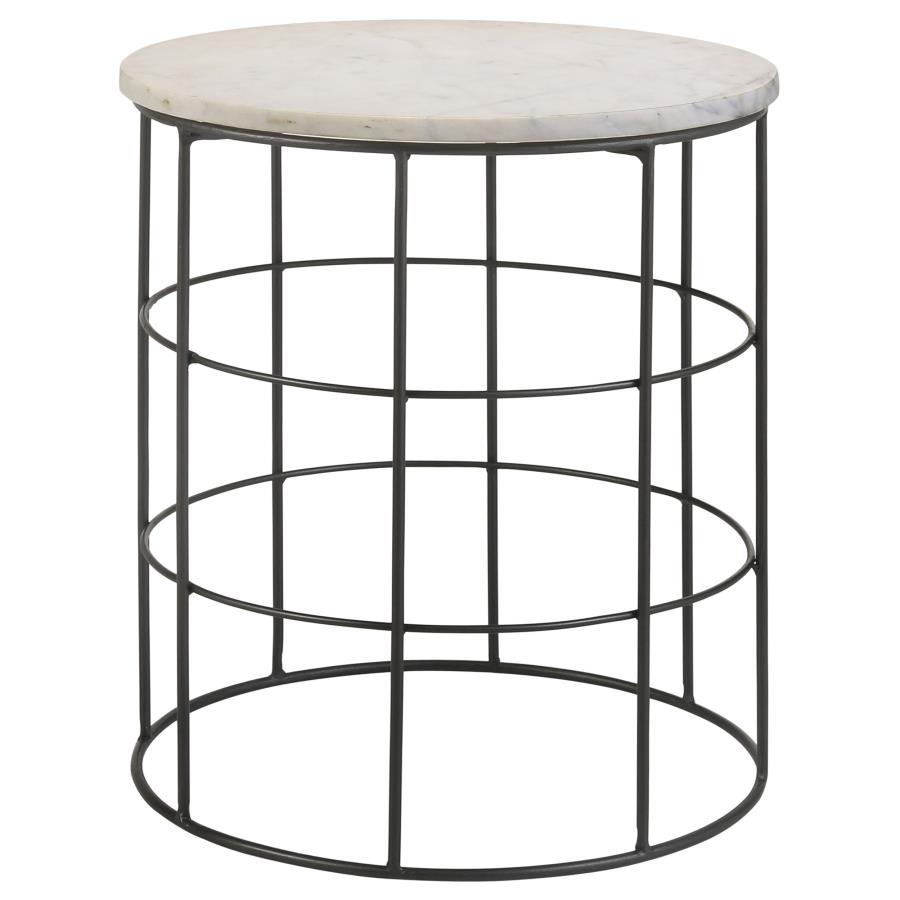 (image for) Halona Round Accent Table with Marble Top White