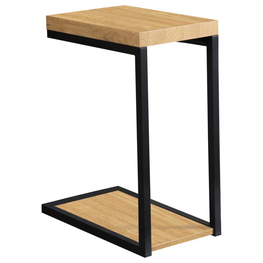 (image for) Beck C-Shape Snack Table Black and Golden Oak