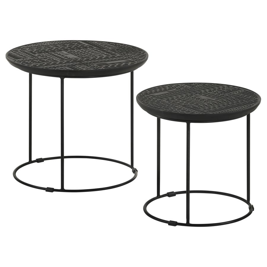 (image for) Loannis 2-piece Round Mango Wood Nesting Table Matte Black