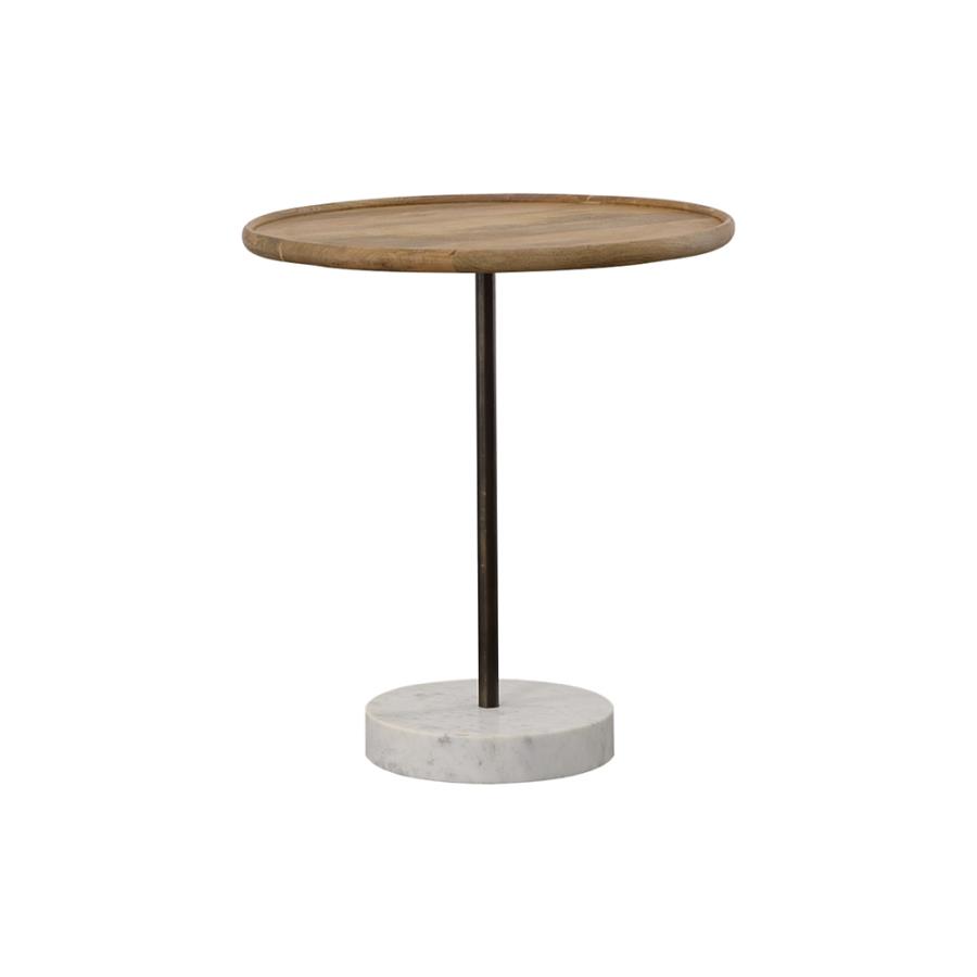 (image for) Ginevra 24" Wood Top Marble Base Table Natural and White