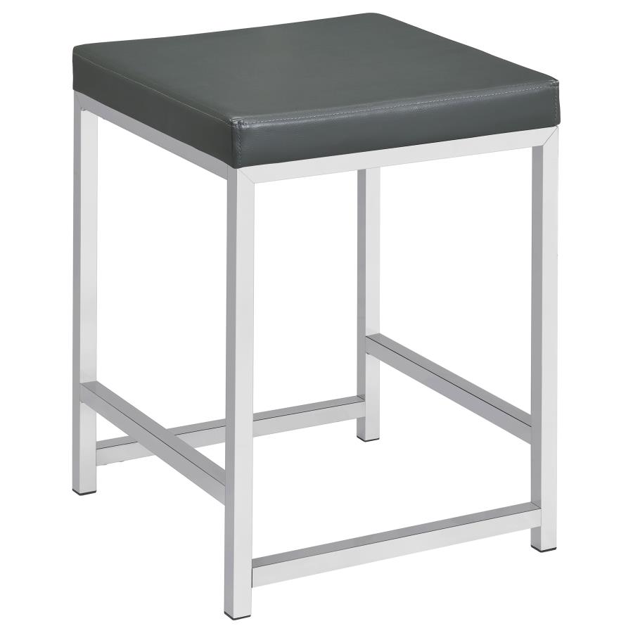 (image for) Afshan Upholstered Square Padded Vanity Stool Chrome