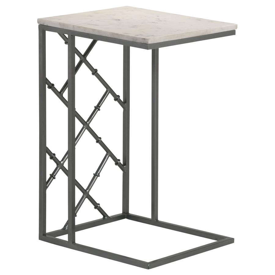 (image for) Angeliki Marble Top C-Shape Sofa Side Table Gunmetal