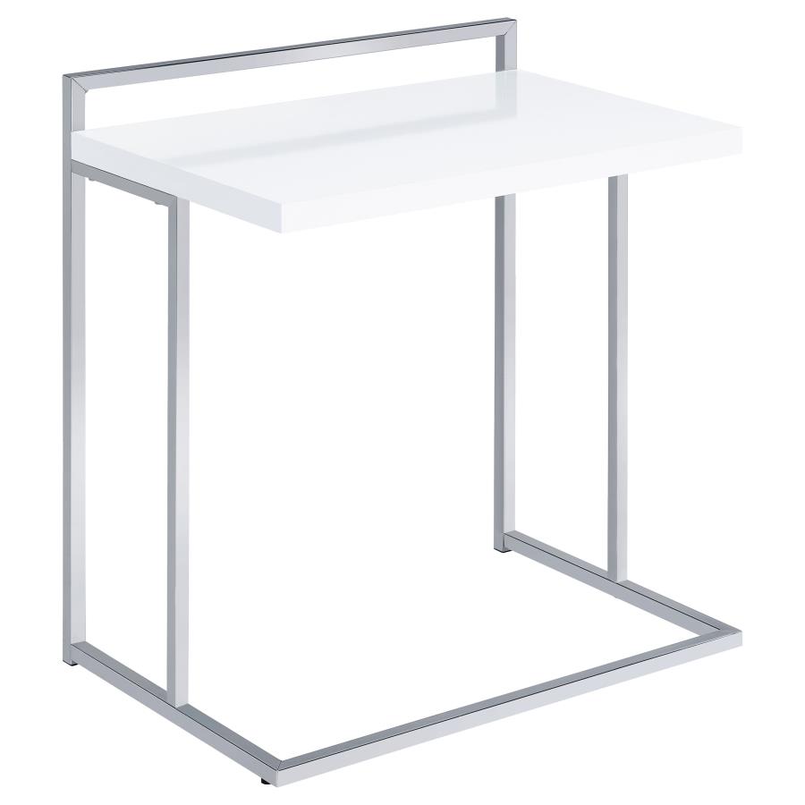 (image for) Dani Rectangular C-Shaped Sofa Side Table White High Gloss