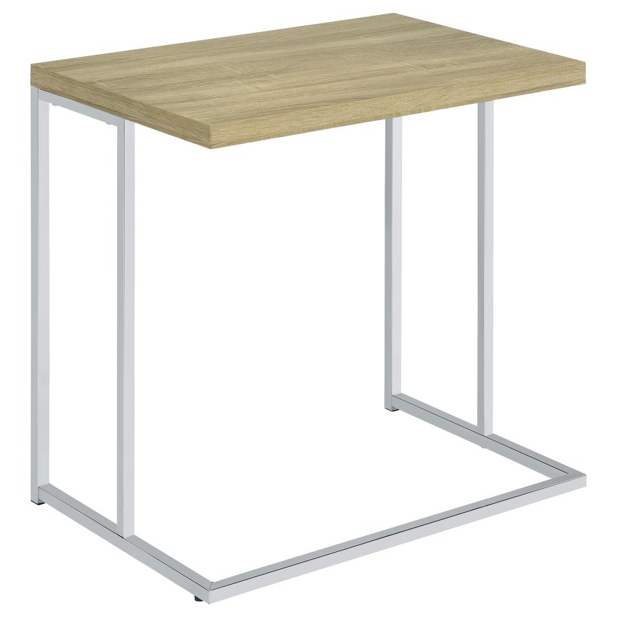 (image for) Rectangular Snack Table with Metal Base Natural and Chrome