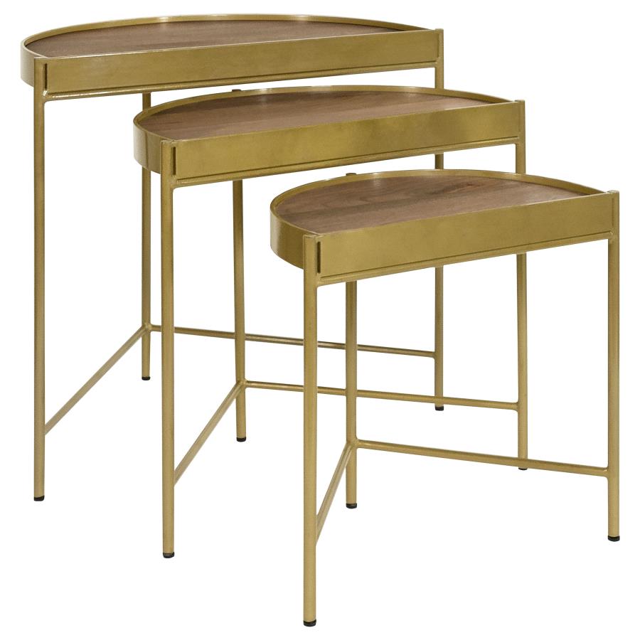 (image for) Tristen 3-Piece Demilune Nesting Table Brown and Gold