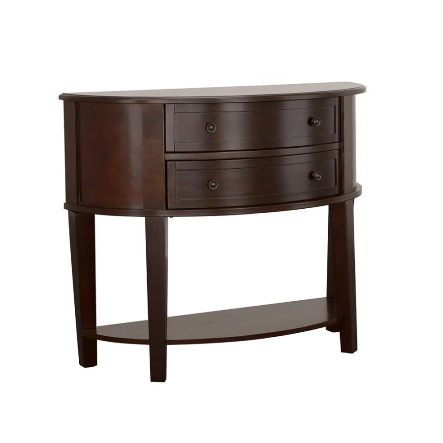 (image for) Diane 2-drawer Demilune Entryway Console Table Cappuccino