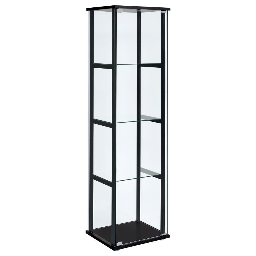 (image for) Cyclamen 4-shelf Clear Glass Curio Display Cabinet Black