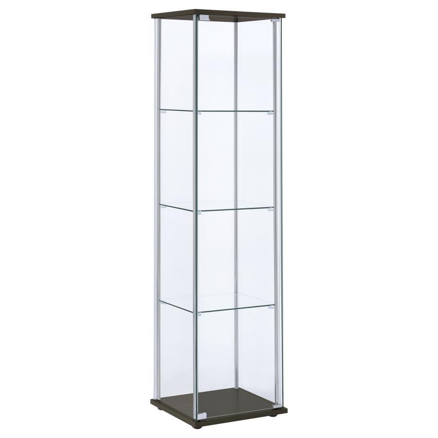 (image for) Bellatrix 4-shelf Clear Glass Curio Cabinet Cappuccino