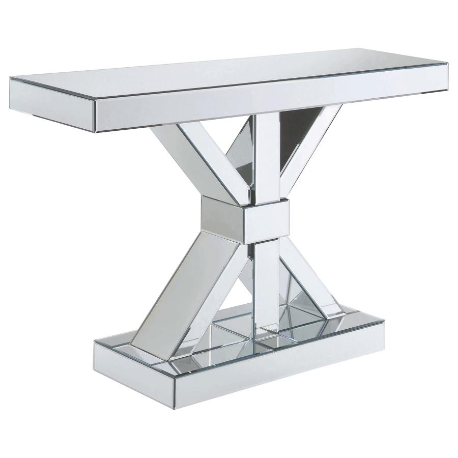 (image for) Lurlynn X-shaped Mirrored Entryway Console Table Silver