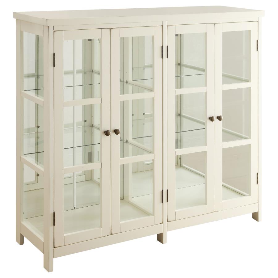 (image for) Sable 4-door Wood Accent Storage Display Cabinet Off White