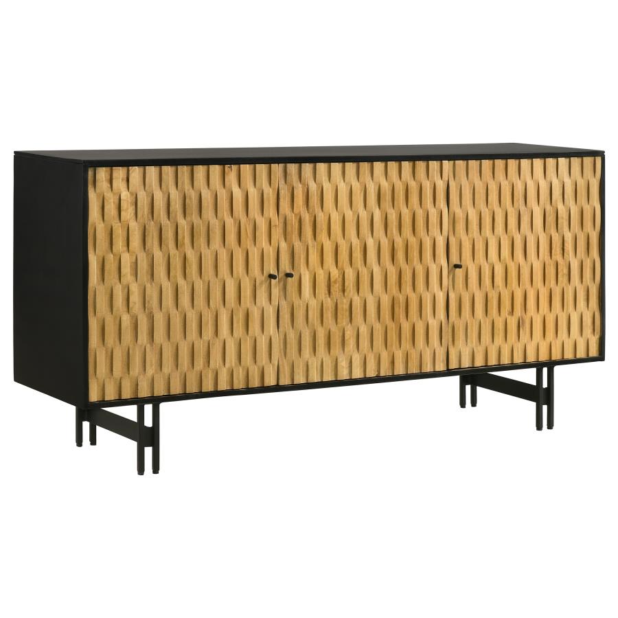 (image for) Aminah 3-door Wood Accent Cabinet Natural and Black