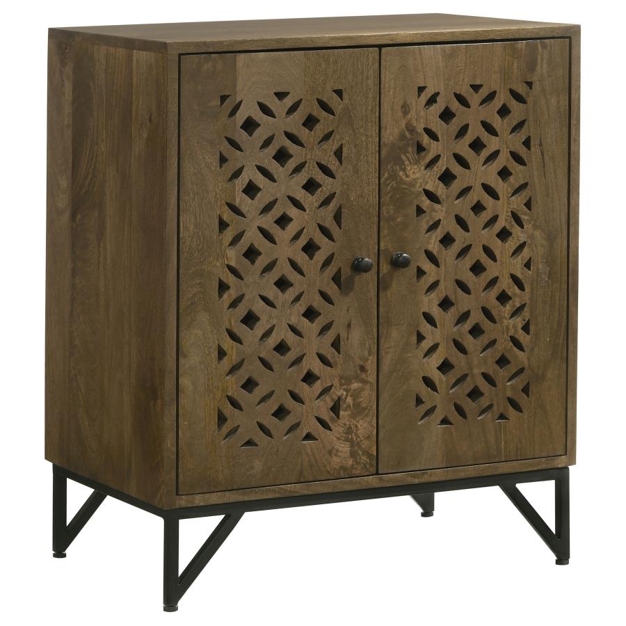 (image for) Zaria 2-door Wood Trellis Accent Storage Cabinet Brown