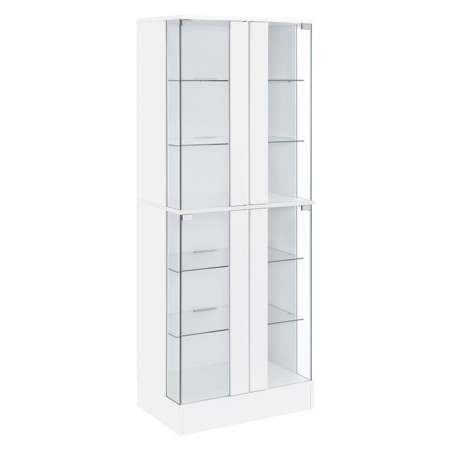 (image for) Cabra 4-door LED Curio Display Cabinet White High Gloss