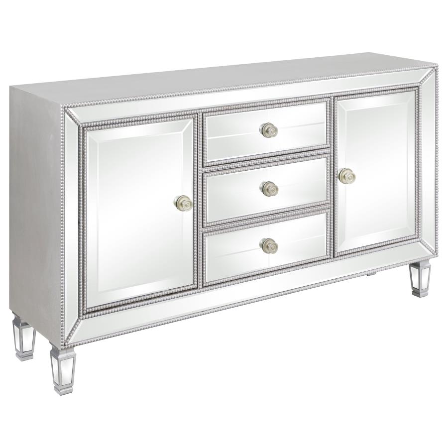 (image for) Leticia 3-drawer Mirrored Storage Accent Cabinet Silver