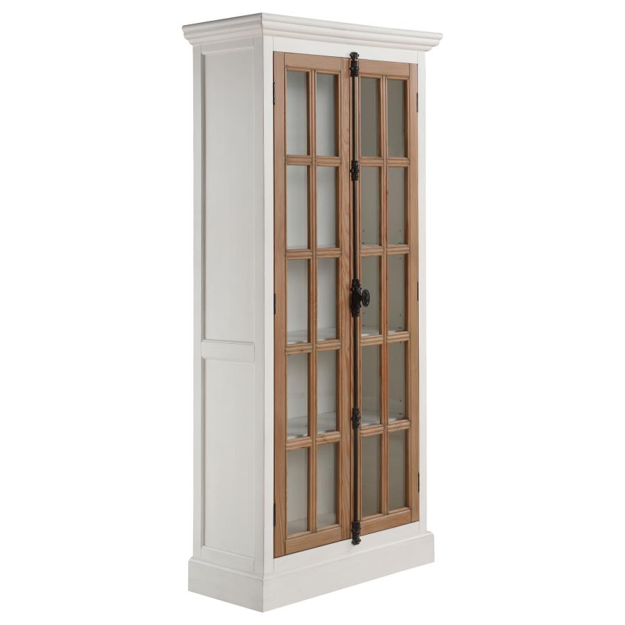 (image for) Tammi 2-door Wood Tall Cabinet Distressed White and Brown