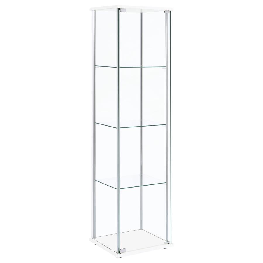 (image for) Bellatrix 4-shelf Clear Glass Curio Cabinet White