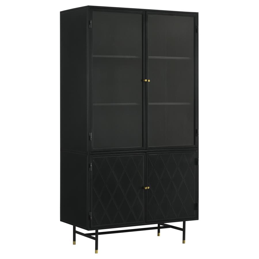 (image for) Santiago 4-door Metal Tall Storage Cabinet Matte Black