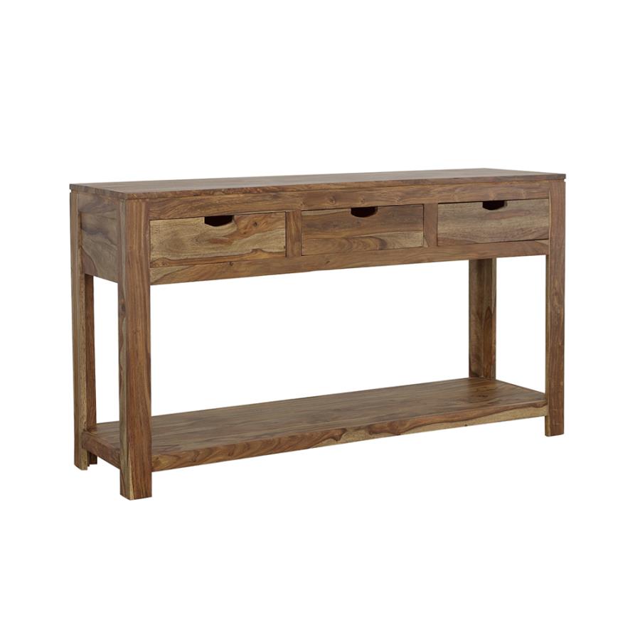 (image for) Esther 3-drawer Wood Console Table Natural Sheesham