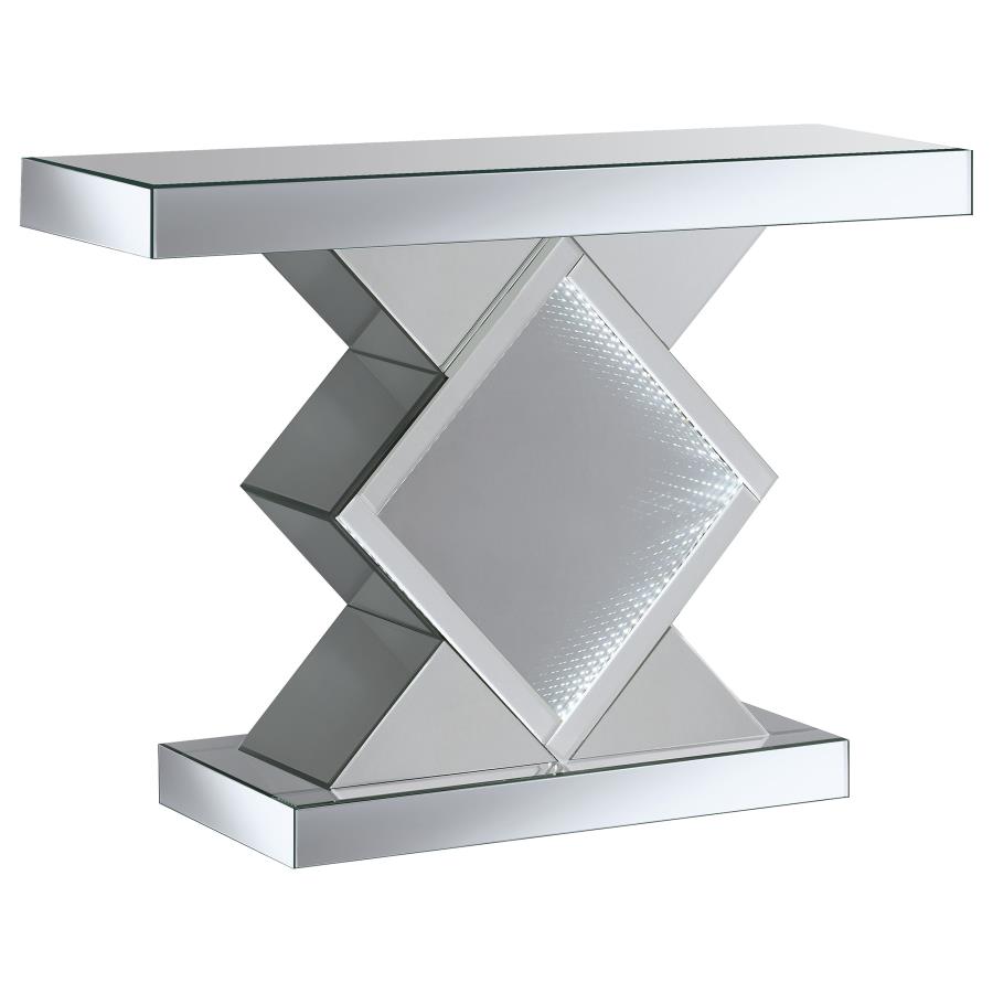 (image for) Andorra Infinity Mirror LED Entryway Console Table Silver