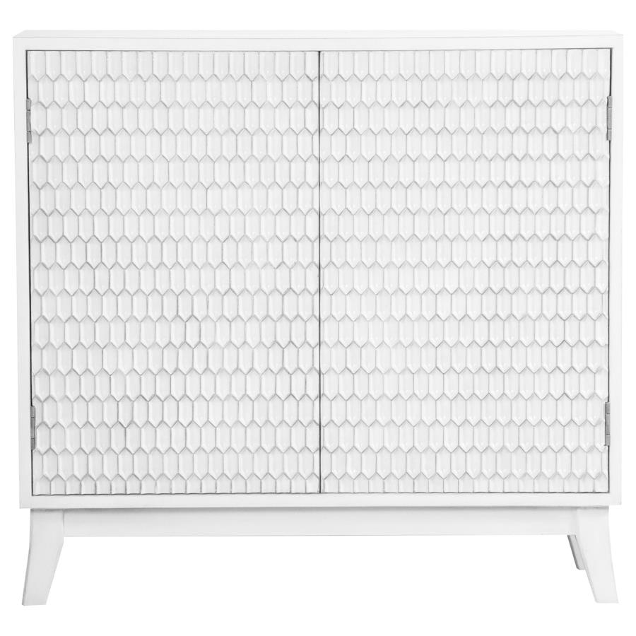 (image for) Gambon 2-door Wood Honeycomb Pattern Accent Cabinet White