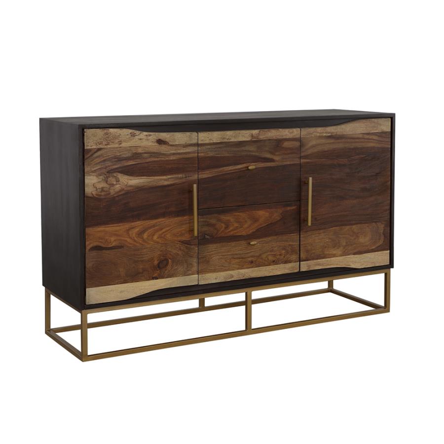 (image for) Zara 2-door 57" Wood Accent Storage Cabinet Black Walnut