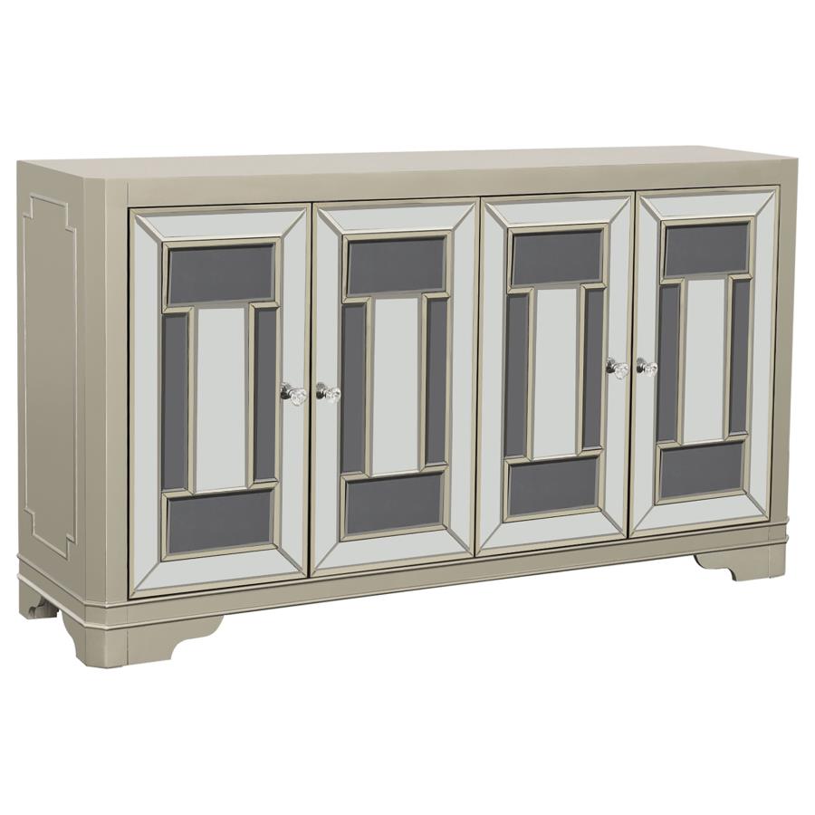 (image for) Toula 4-door Accent Cabinet Smoke and Champagne