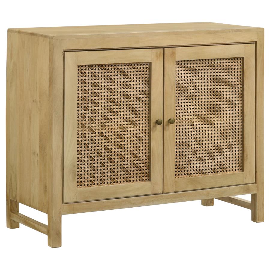 (image for) Zamora 2-door Wood Accent Cabinet with Woven Cane Natural