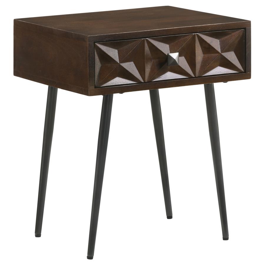 (image for) Ezra 1-drawer Rectangular Accent Side Table Coffee Brown