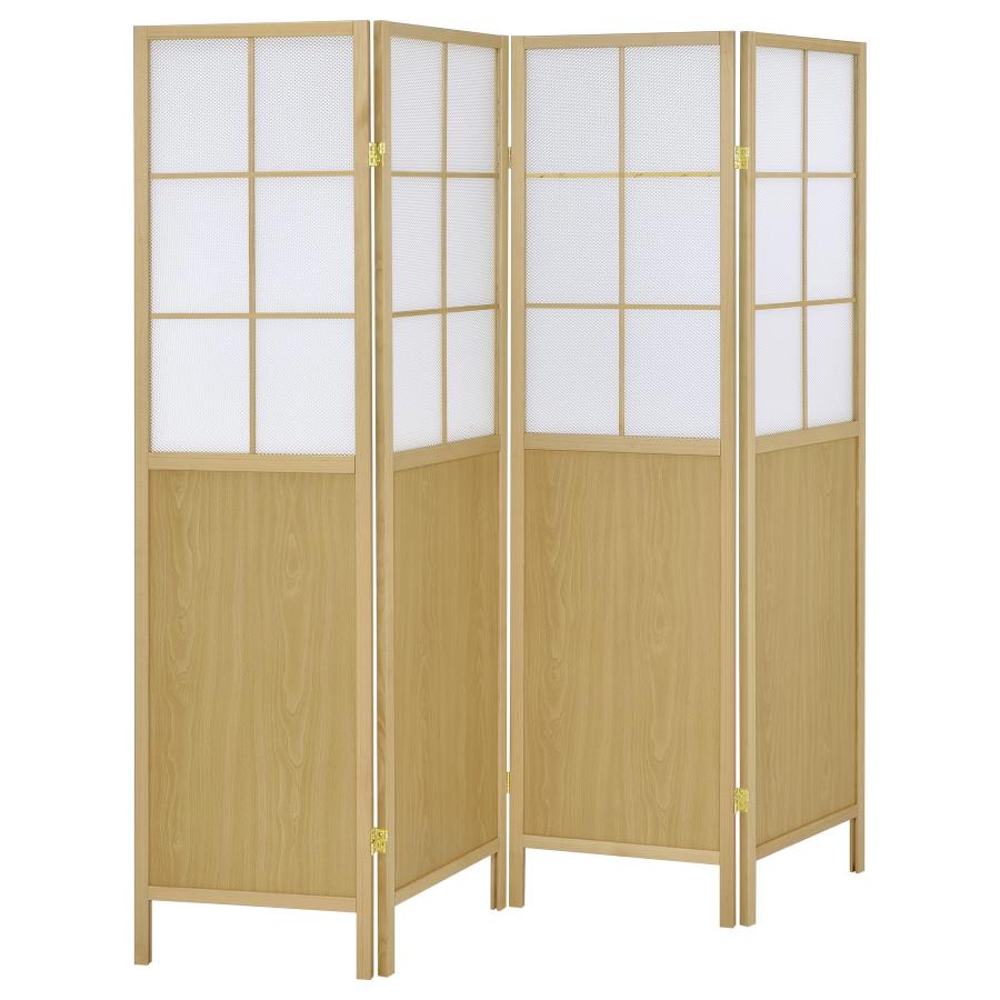 (image for) Edwards 4-Panel Room Divider Folding Shoji Screen Natural