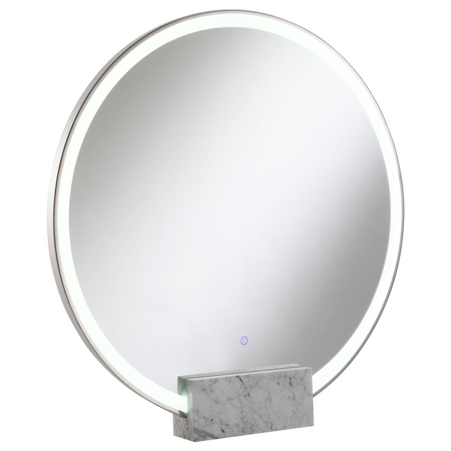 (image for) Jocelyn Round LED Vanity Mirror White Marble Base Chrome