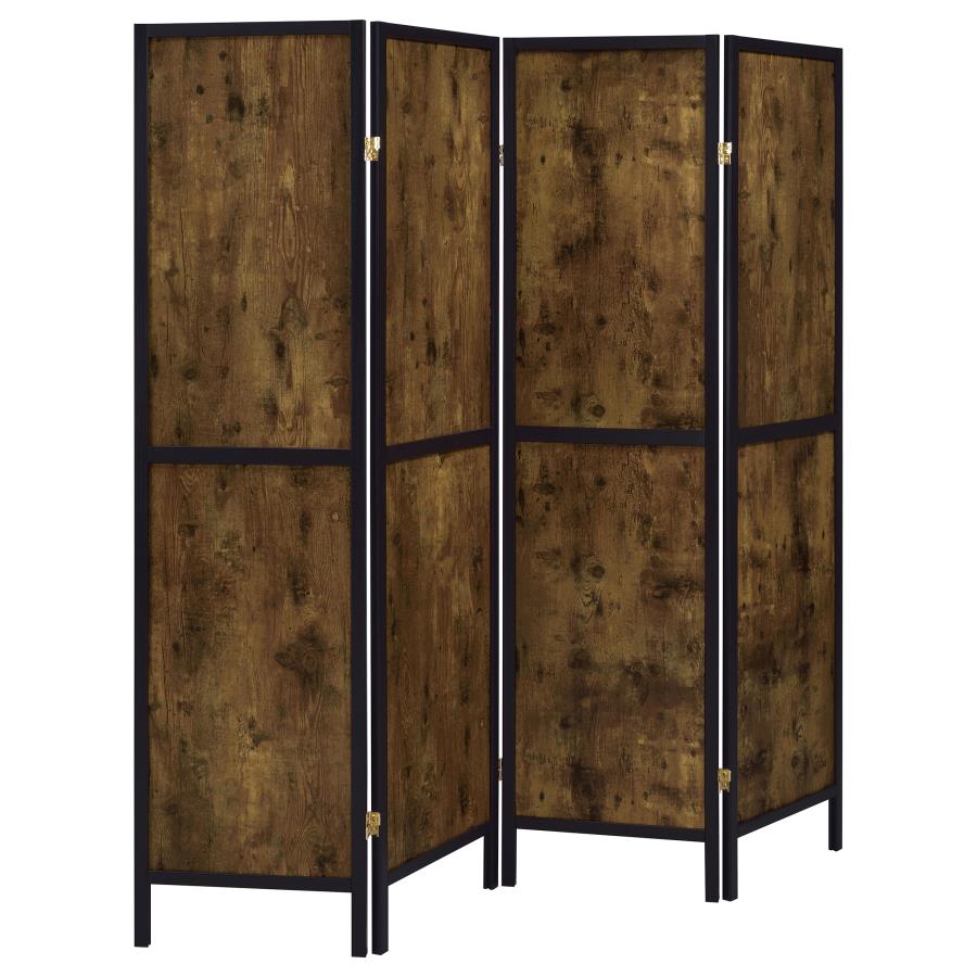 (image for) Deepika 4-Panel Room Divider Folding Screen Rustic Nutmeg