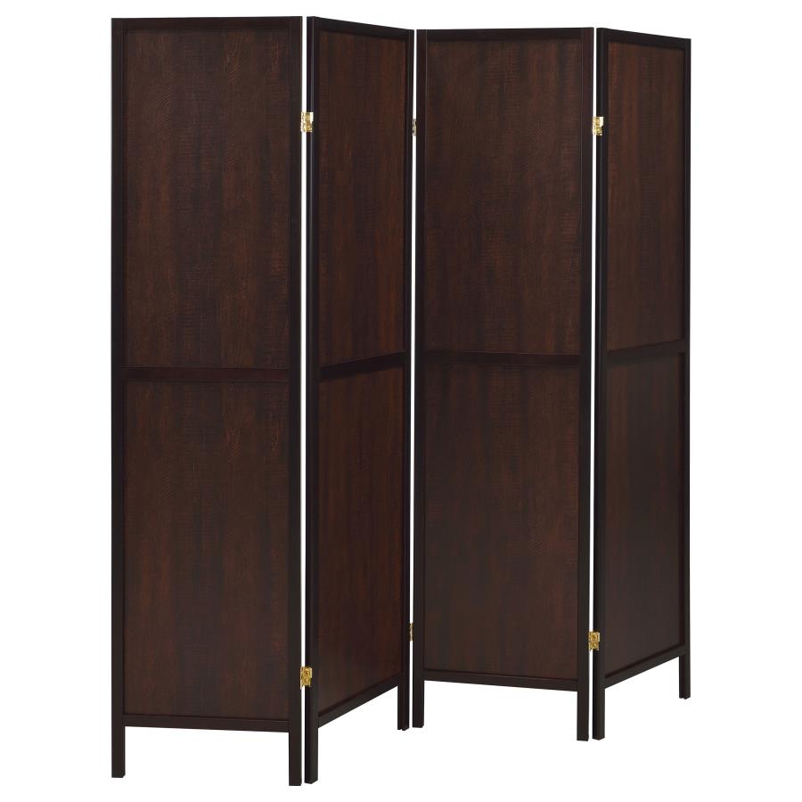 (image for) Deepika 4-Panel Room Divider Folding Screen Rustic Tobacco