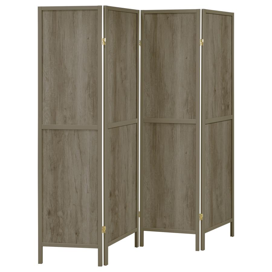 (image for) Deepika 4-Panel Room Divider Folding Screen Grey Driftwood