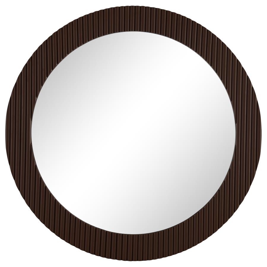 (image for) Dexter 40 x 40 Inch Round Reeding Frame Wall Mirror Brown