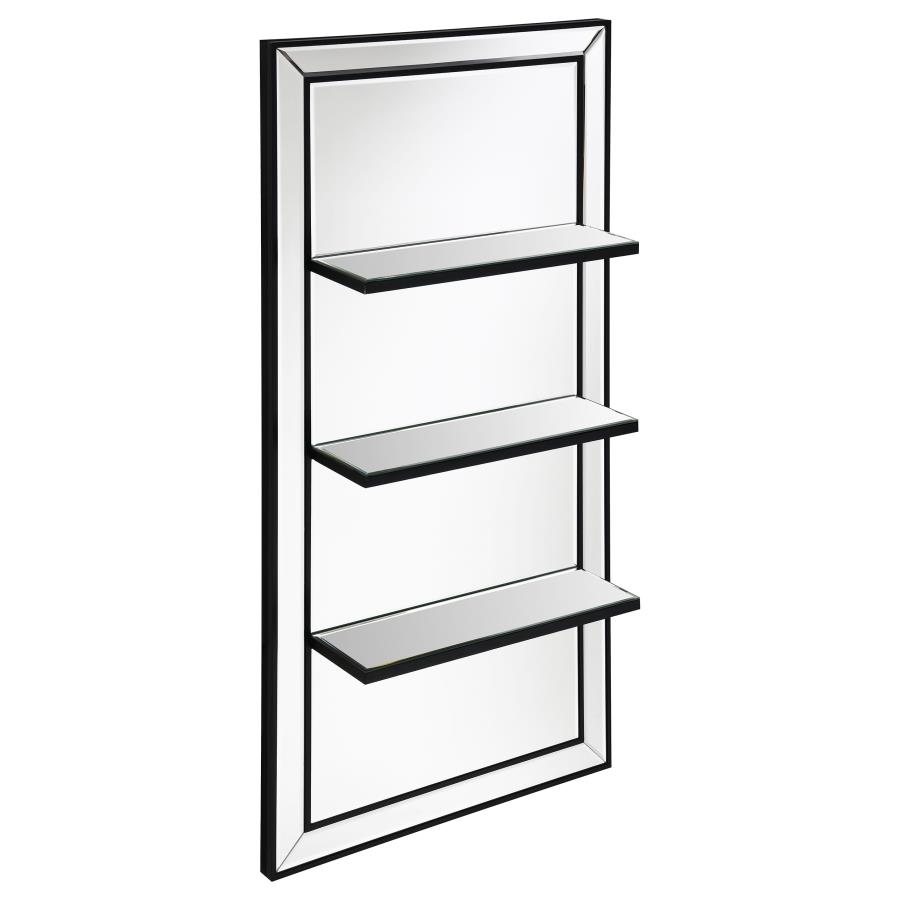 (image for) Oriel 24 x 47 Inch Rectangular 3-Shelf Wall Mirror Silver