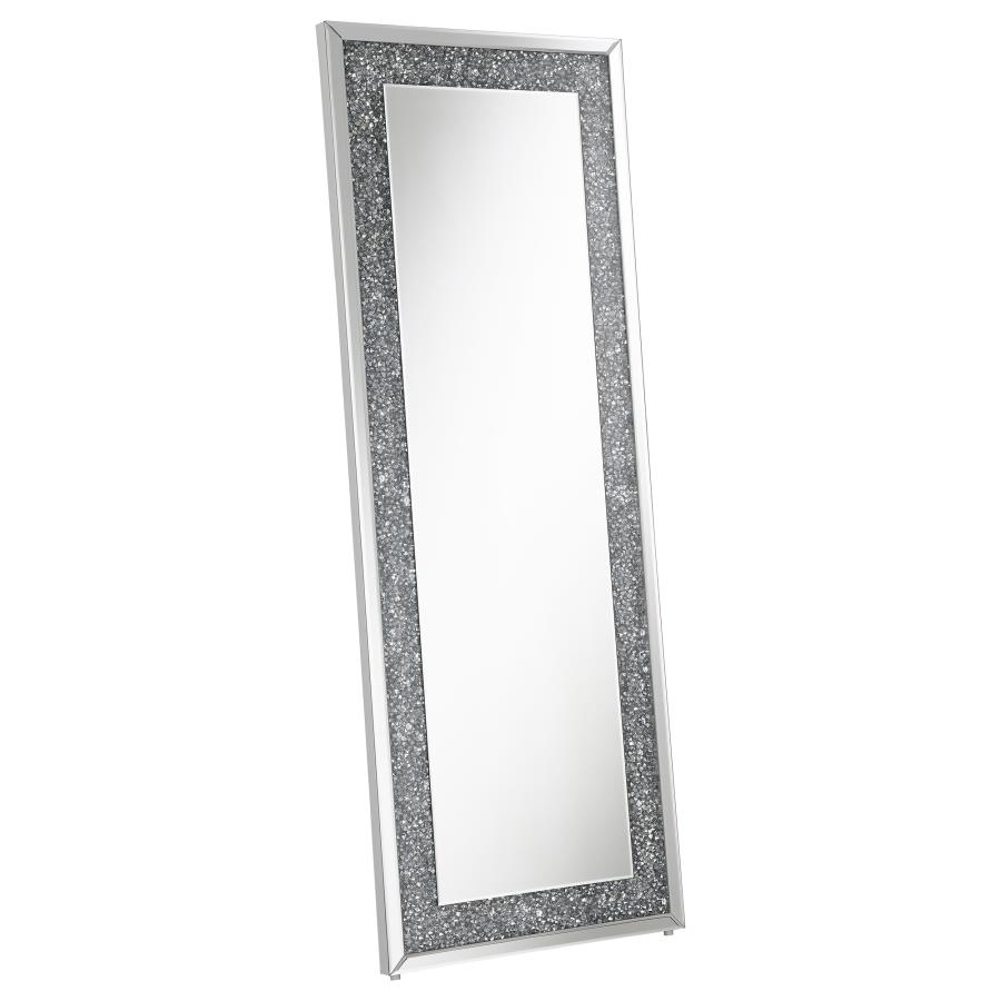 (image for) Valerie 24 x 63 Inch Acrylic Crystal Floor Mirror Silver