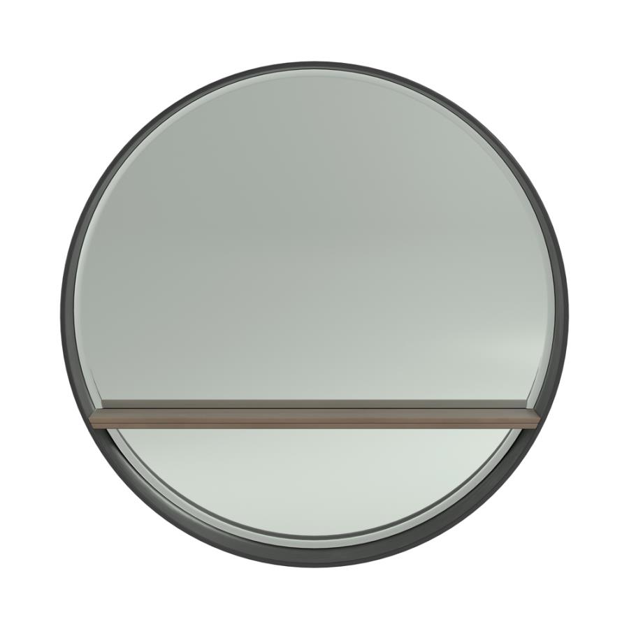 (image for) Round Mirror with Shelf Black