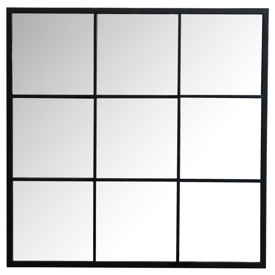 (image for) Quetzal 35 x 35 Inch Square Window Pane Wall Mirror Black