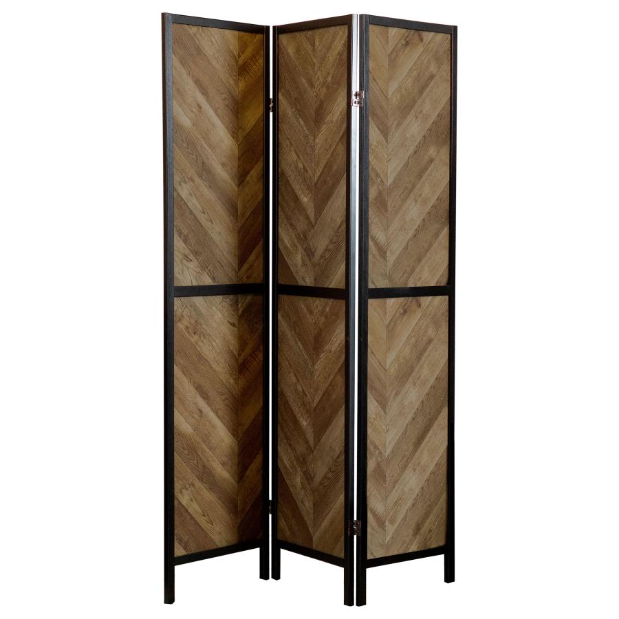 (image for) Marlene 3-Panel Room Divider Folding Screen Rustic Tobacco