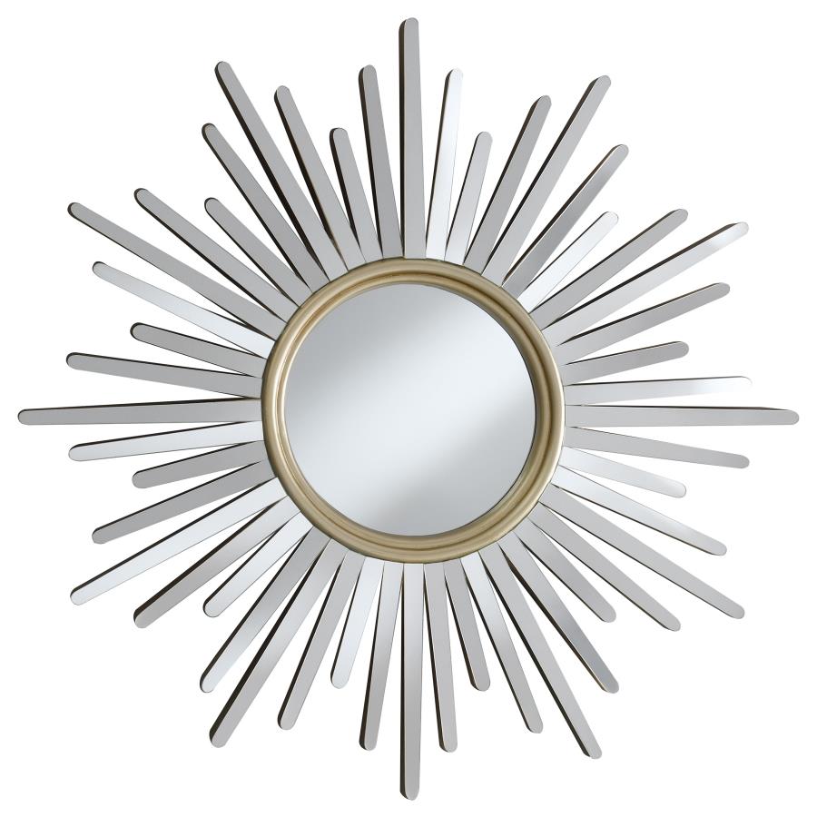 (image for) Beiwen 39 x 39 Inch Sun Burst Wall Mirror Champagne